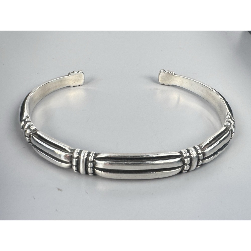 James Avery Thatch Cuff Bracelet Sterling Silver Retired 22.70g Signed 6 3/4"